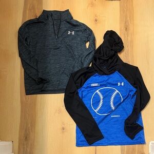 Under Armour Kids' Quarter Zip and Black and Blue Hooded shirt